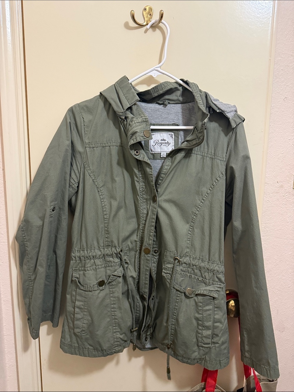 Royalty For Me Women’s Olive Green Field Jacket with Hood